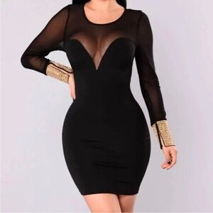 NWOT FASHIONNOVA Luxe Black BodyCon Mini Dress